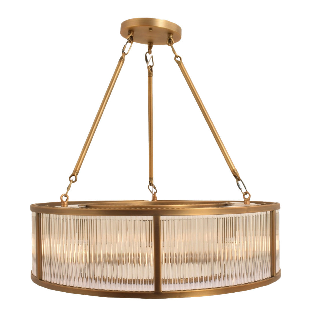 Aston Antique Brass & Glass Round Pendant Light - 70cm by RV Astley