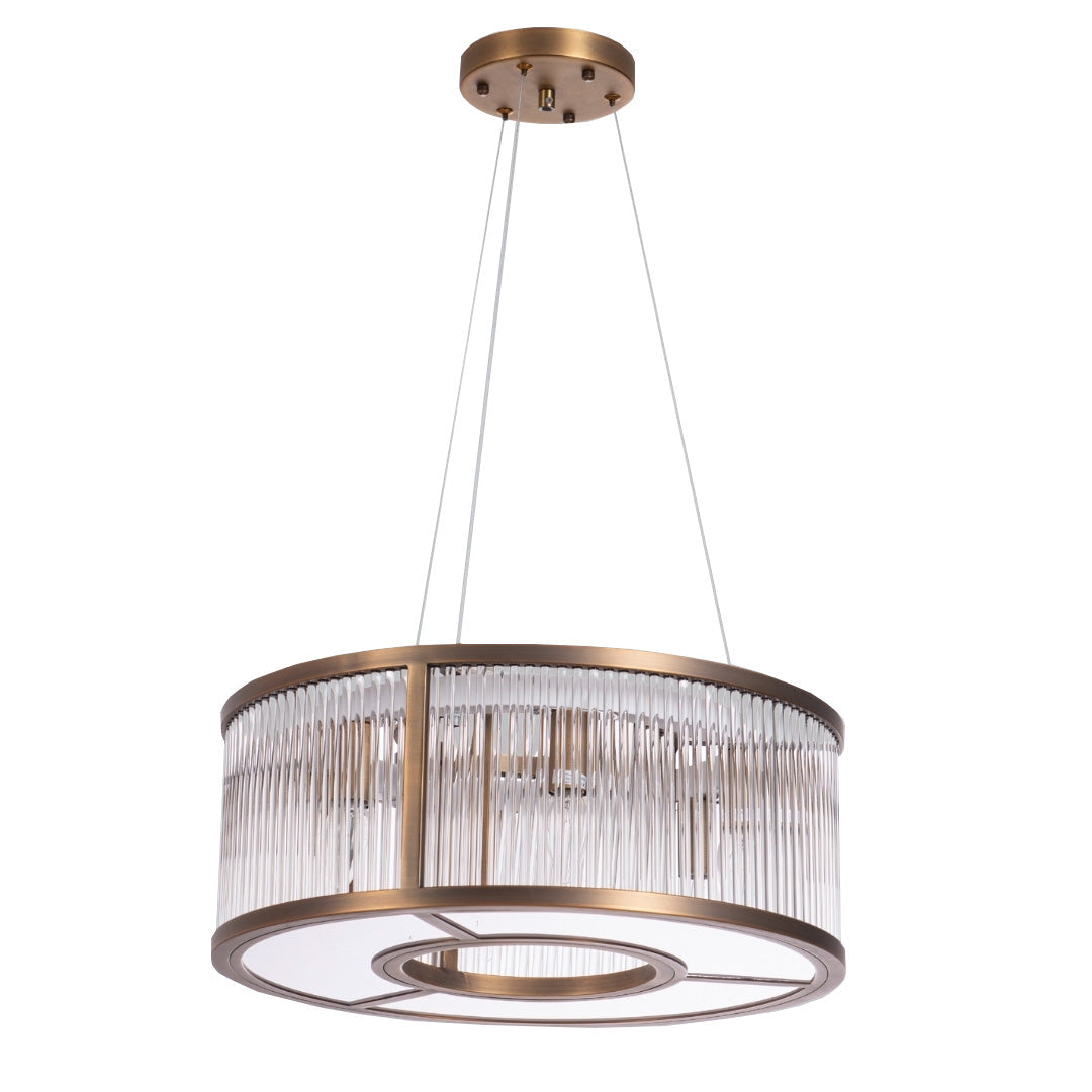 Aston Antique Brass Glass Pendant Light - 50cm by RV Astley