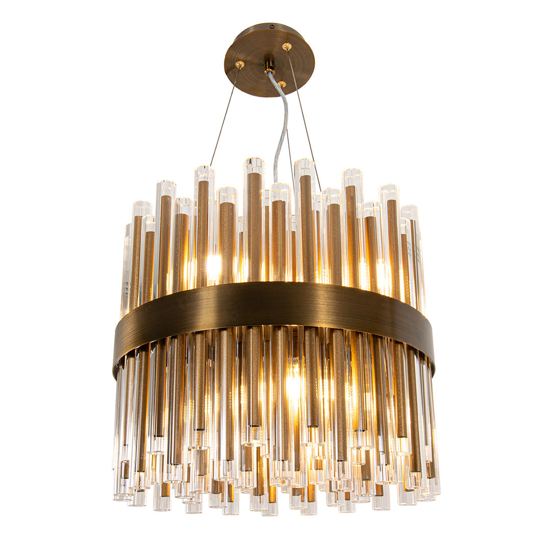 Colmar Antique Brass Chandelier with Glass Rods Shade by RV Astley