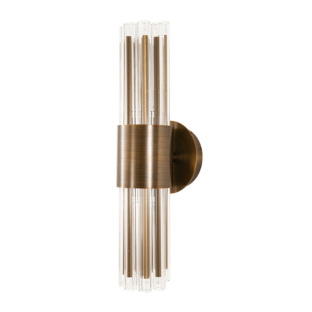 Colmar Antique Brass & Glass Tubes Bathroom Wall Light - IP44 Rated by RV Astley