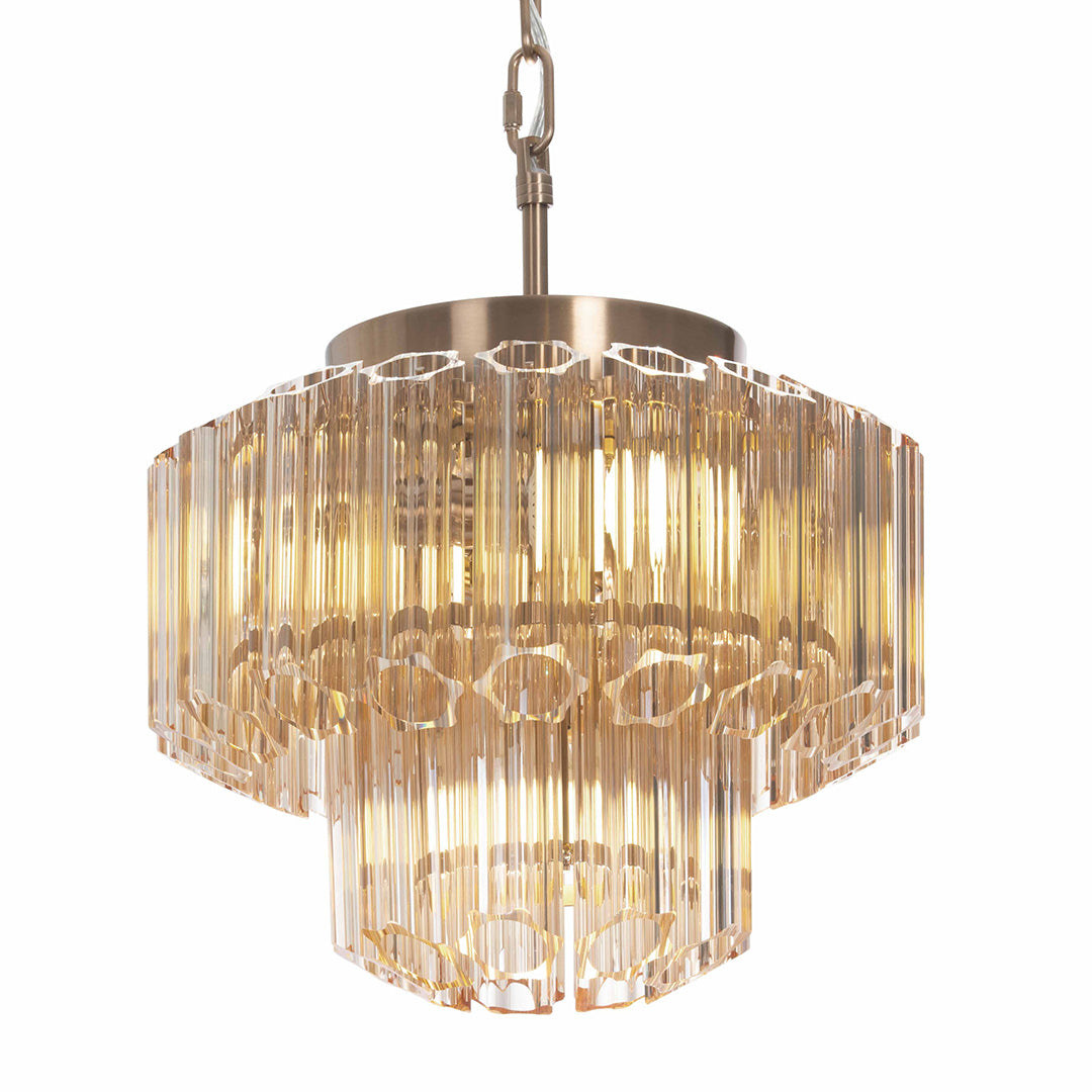 Nasser Antique Brass Chandelier with Glass Light Shade by RV Astley