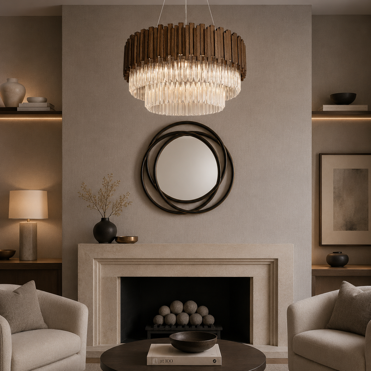 Maive Antique Painted Gold 10 Light Glass Chandelier - 80cm by RV Astley