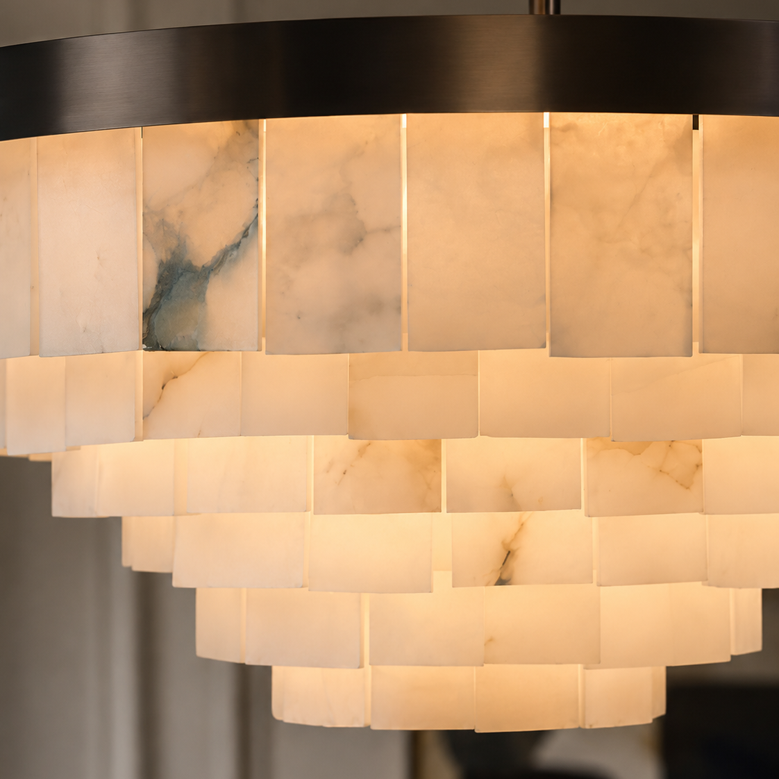 Mayfair Bronze & Alabaster Pendant 80cm by Luxe Collection