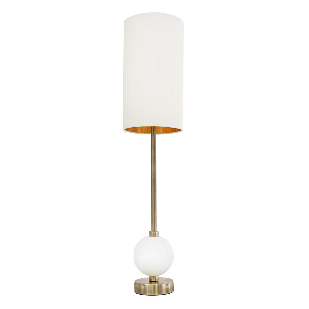 Jarama White Marble & Antique Brass Table Lamp by RV Astley