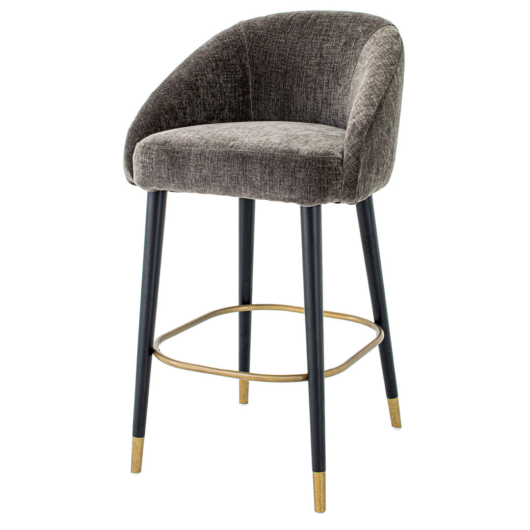 Denali Brass & Mouse Chenille Fabric Bar Stool - 75cm by RV Astley