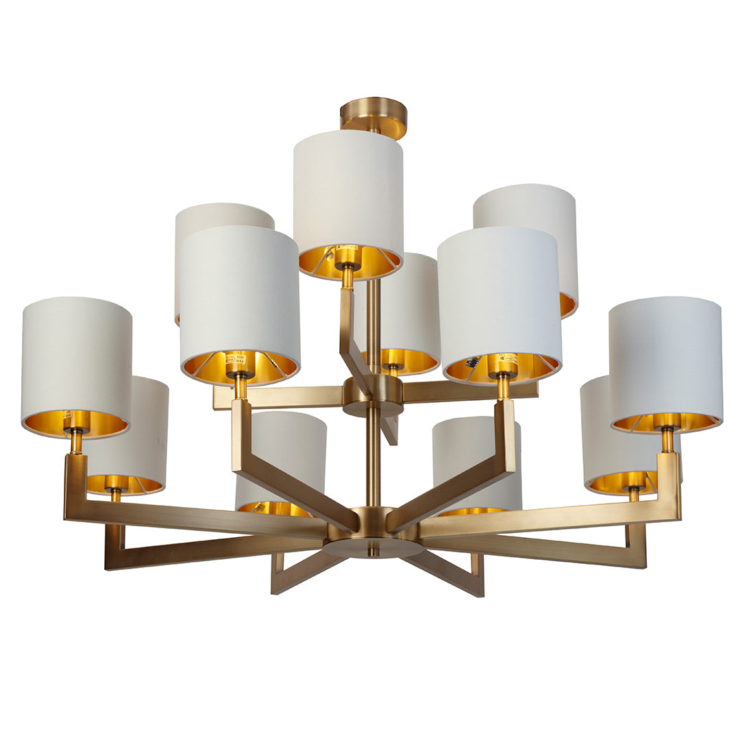 Ealga Antique Brass 4+8 Arm Chandelier by RV Astley