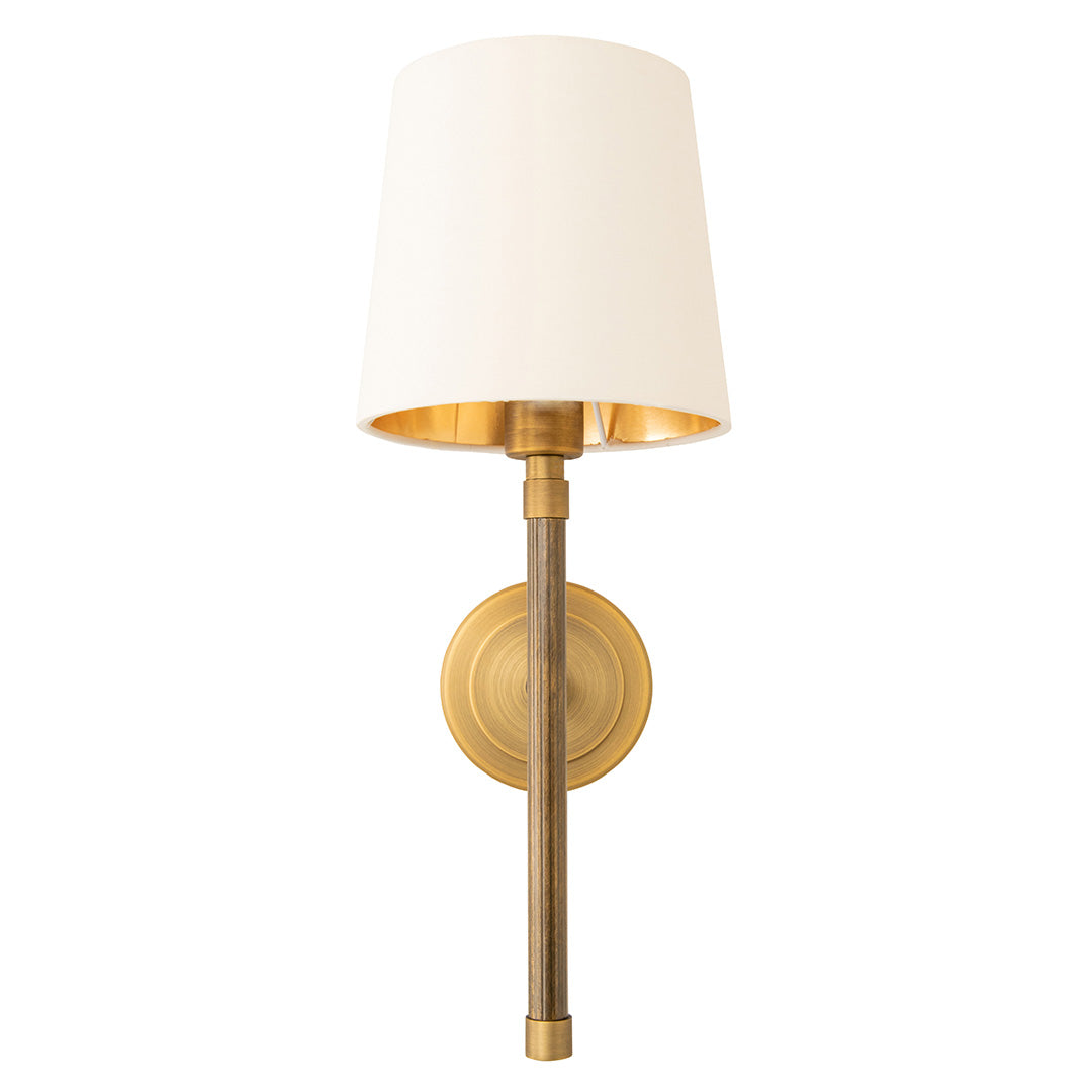 Tirso Antique Brass & Fabric Shade Wall Light by RV Astley