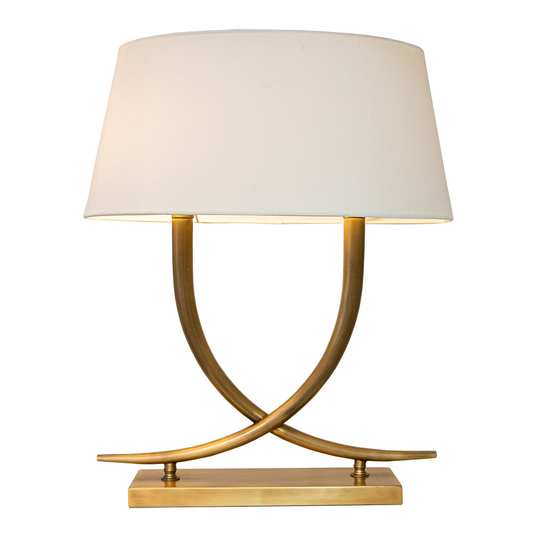 Quinn Antique Brass & Cream Shade Wall Light by RV Astley