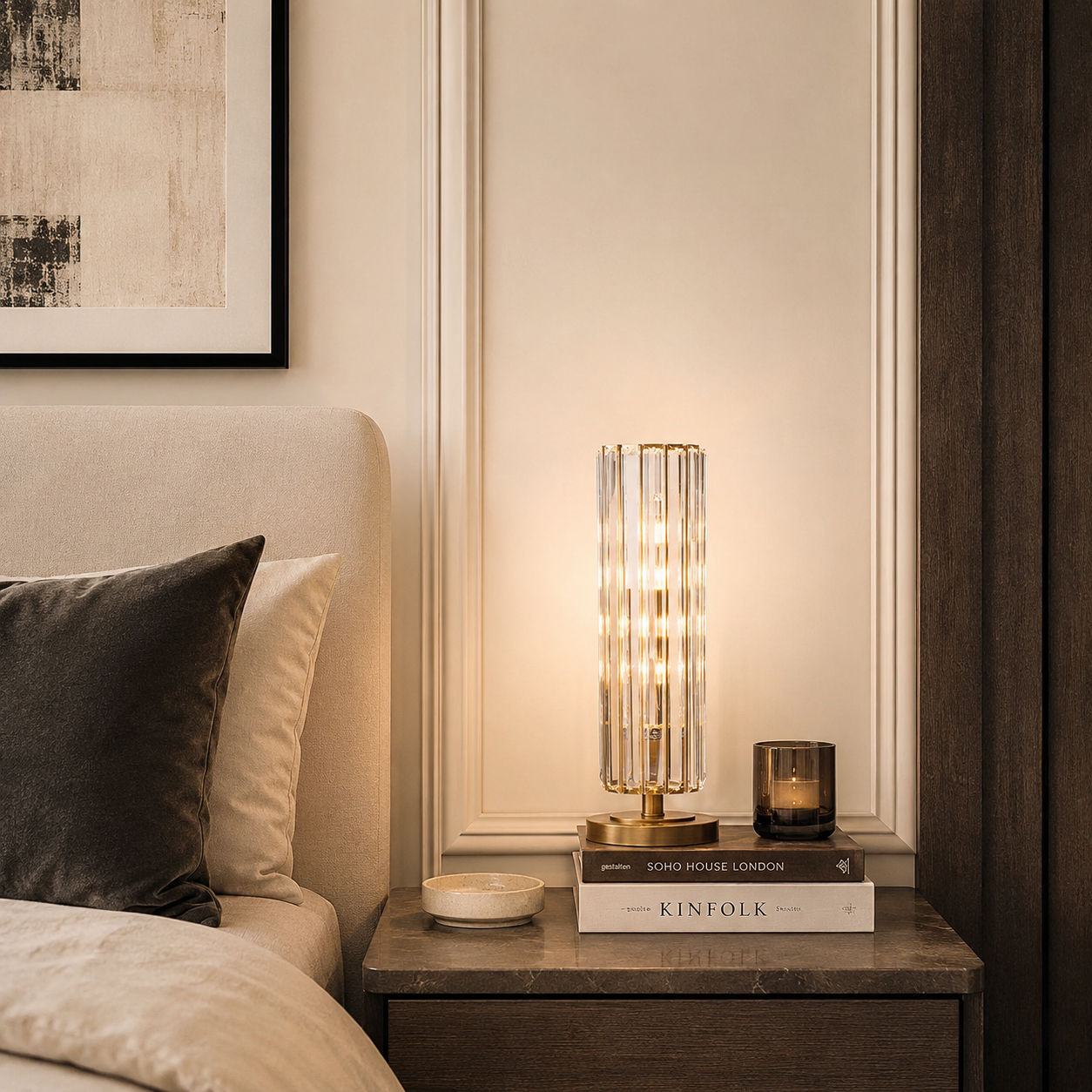 Reagan Antique Brass & Crystal Table Lamp by RV Astley