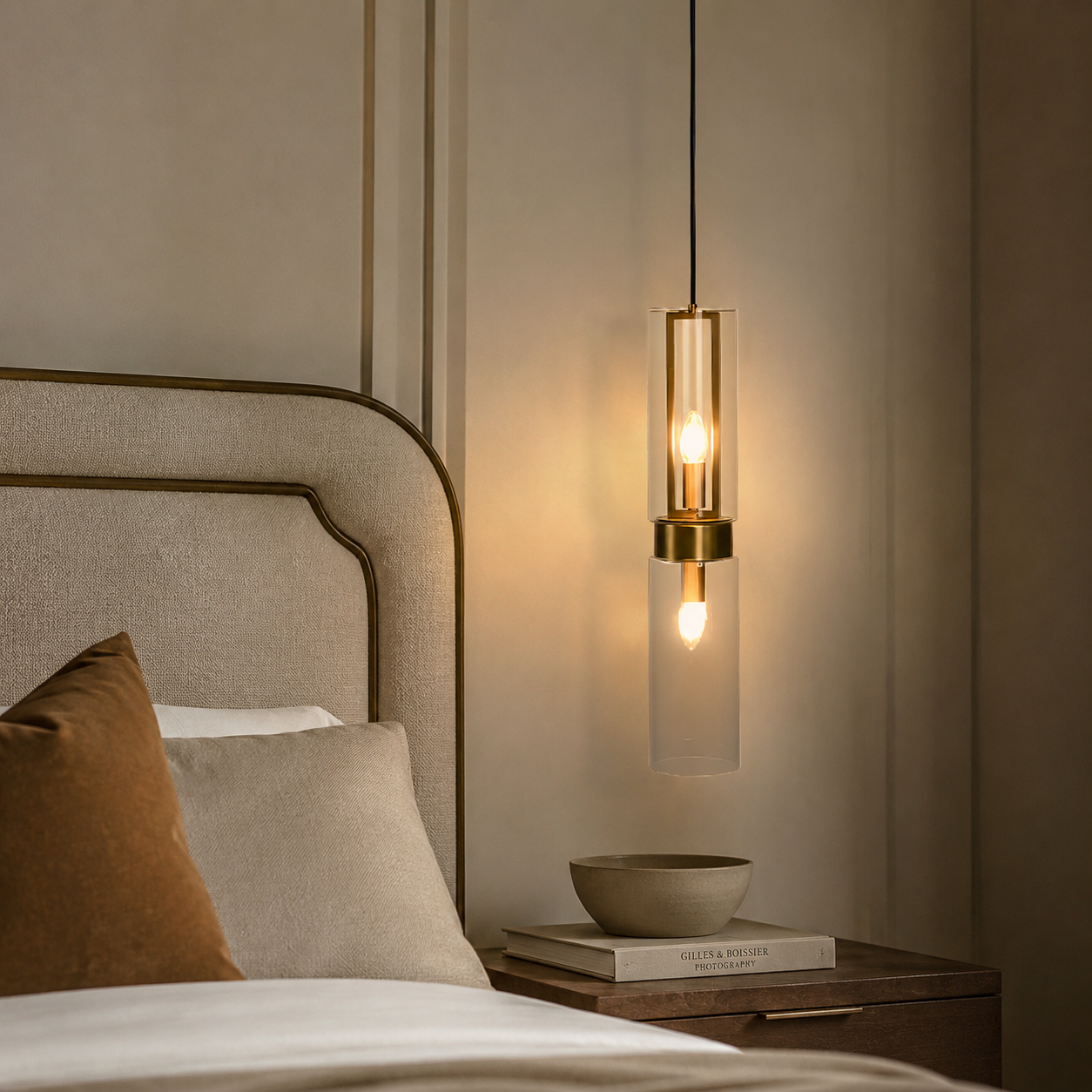 Revere Gold & Clear Glass Single Pendant by Luxe Collection