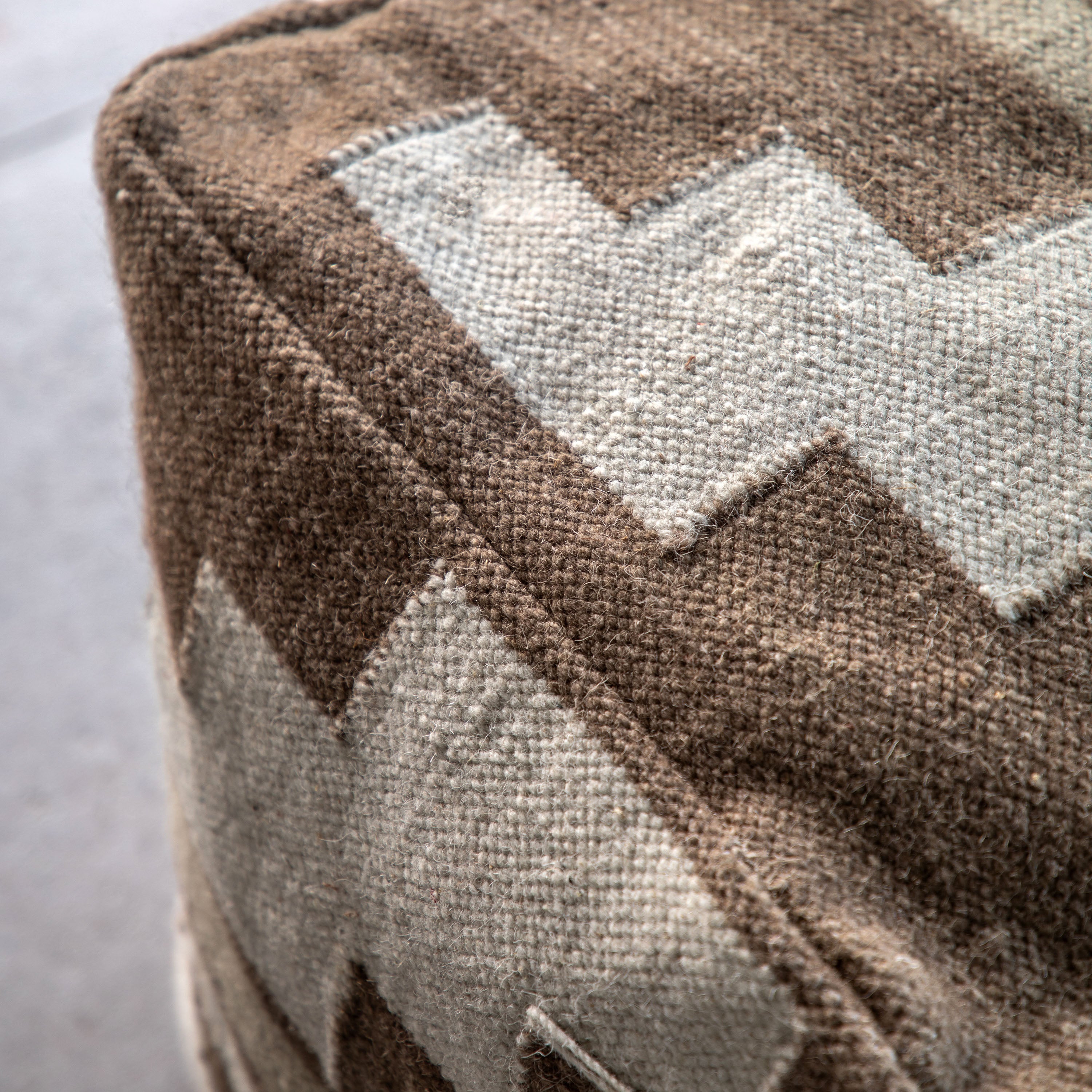 Close-up of the pouf’s woven texture.