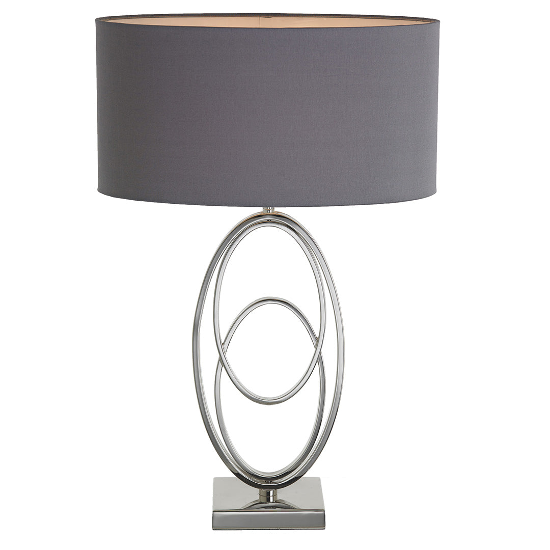Oval Polished Nickel Table Lamp & Shade by RV Astley