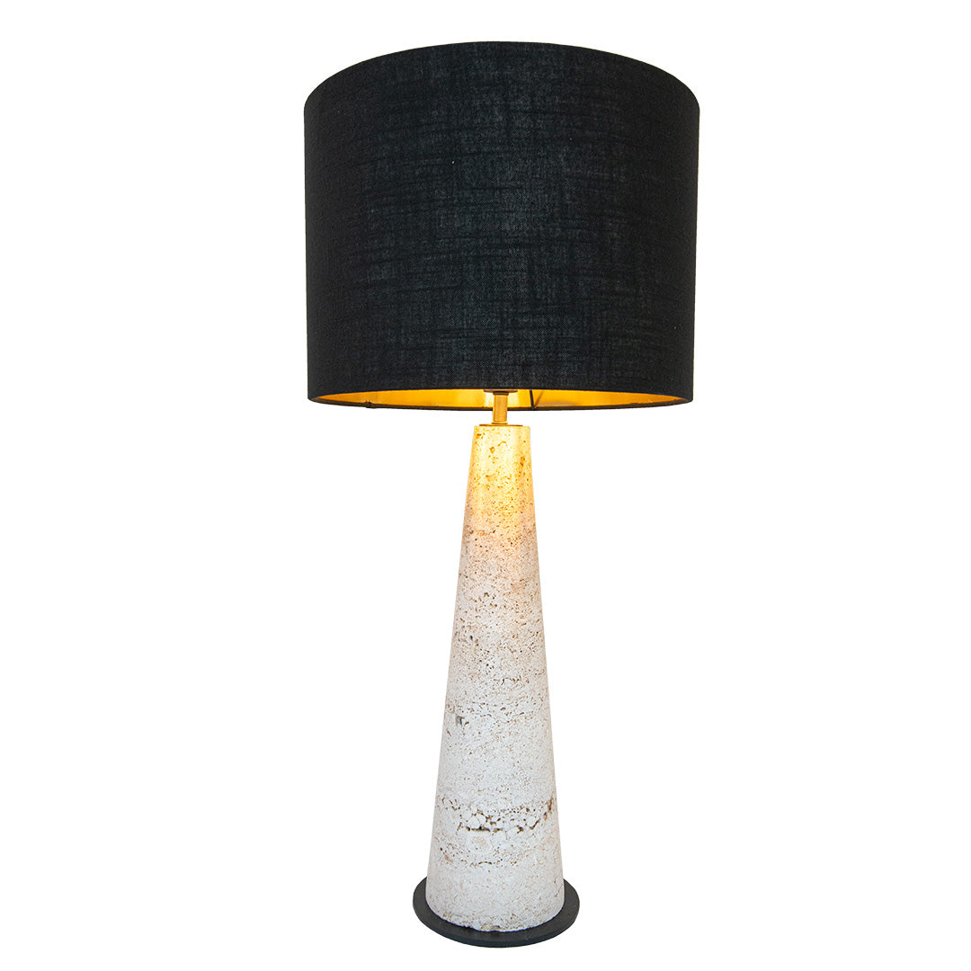 Selma Travertine & Linen Table Lamp by RV Astley