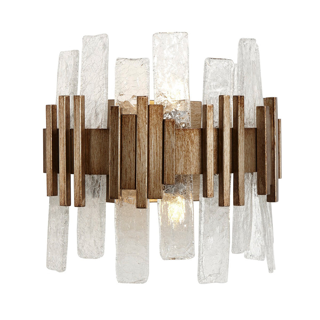 Saiph Painted Antique Gold & Textured Glass Wall Light by RV Astley