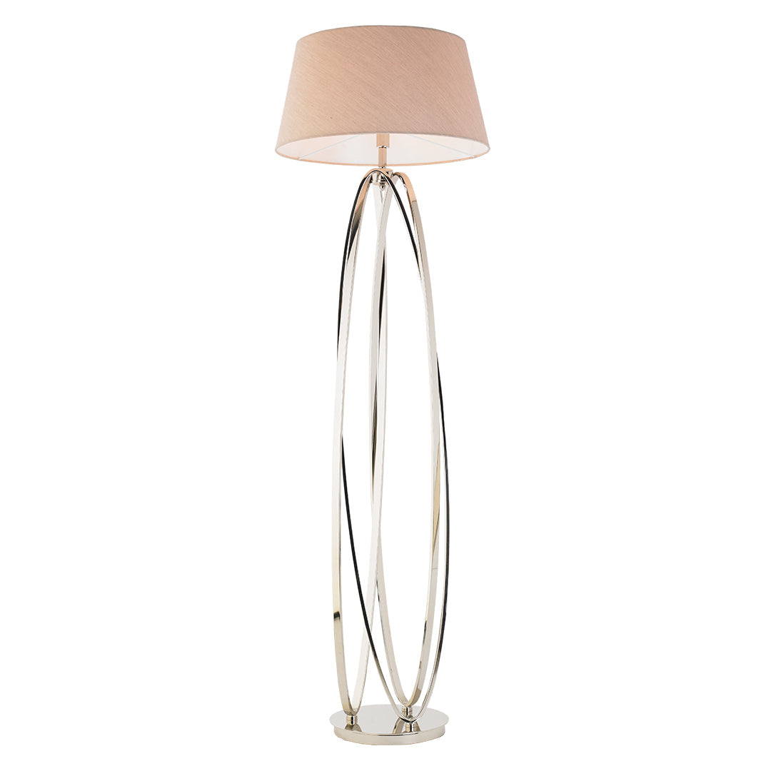 Akira Polished Nickel Floor Lamp with Taupe Shade by RV Astley