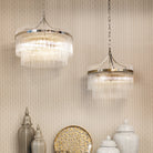 Marietta 3 Light Antique Brass Pendant in Cream Interior