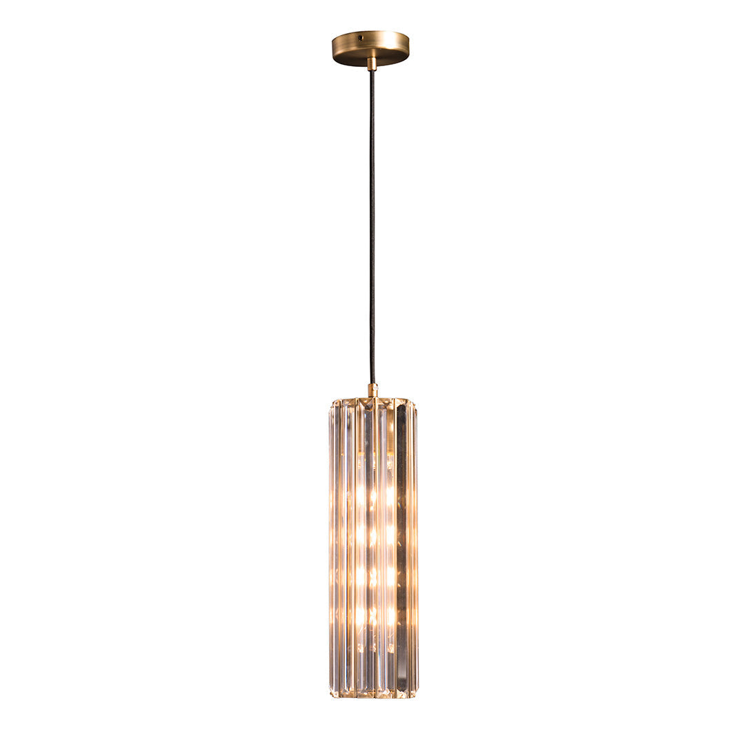 Reagan Antique Brass Pendant Light with Crystal Shade by RV Astley
