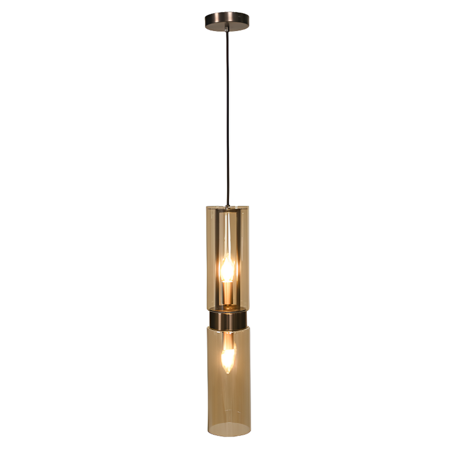 Revere Bronze & Smoked Glass Single Pendant by Luxe Collection