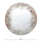 A round mirror with distressed silver and gold frame on a white background, showing 80cm diameter.