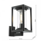 A black outdoor wall light with dimensions of 28cm high, 21.5cm wide, and 14.5cm deep.