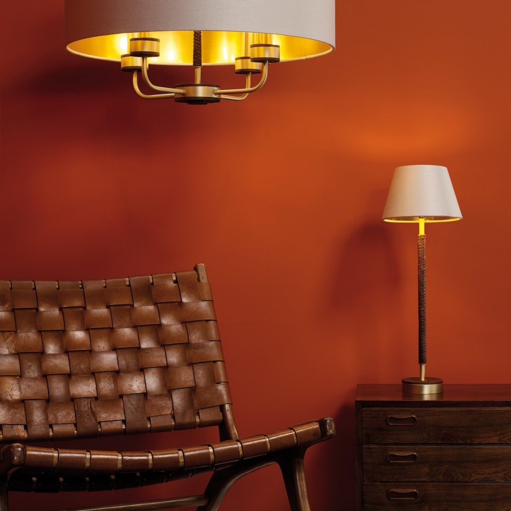 Hunter Table Lamp Butter Brass and Leather Effect Base Only – Decor ...