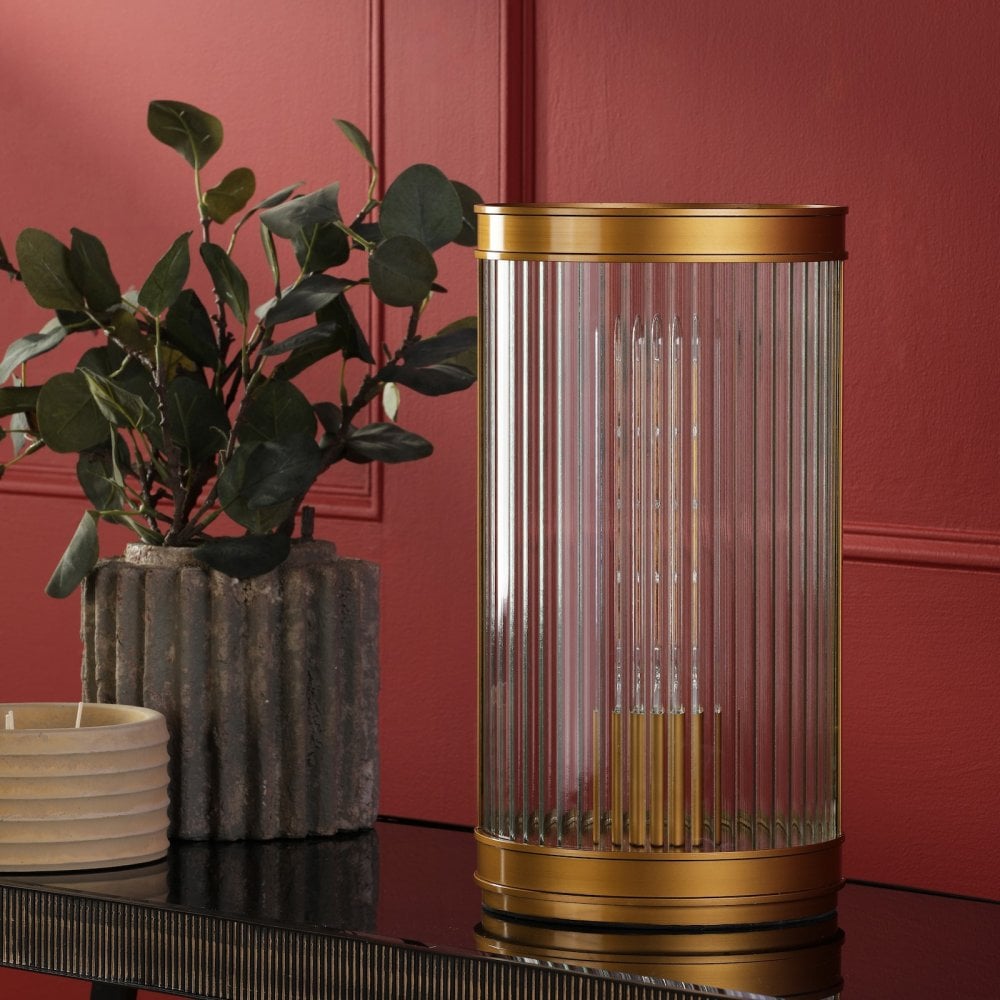 Bronzed Ribbed Glass Bianka Table Lamp Bronze and Ribbed Glass – Decor Lighting