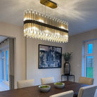Colmar Antique Brass Long Chandelier with Glass Tubes by RV Astley