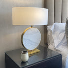 Valery Antique Brass & White Marble Table Lamp by RV Astley