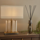 Kelcie Antique Brass & White Marble Table Lamp by RV Astley