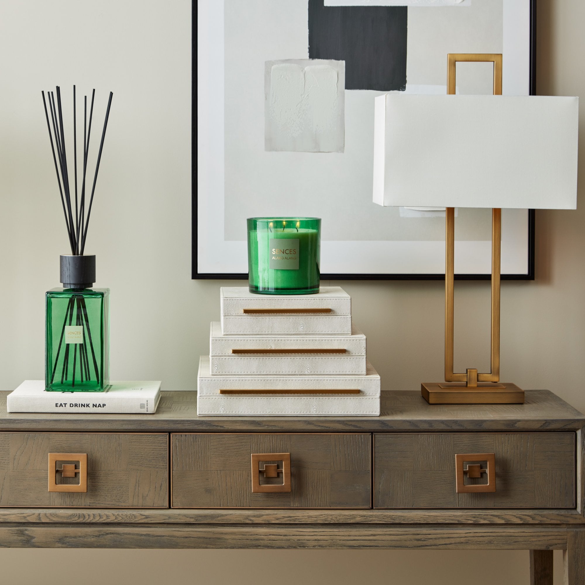 Danby Antique Brass & Opal Table Lamp by RV Astley