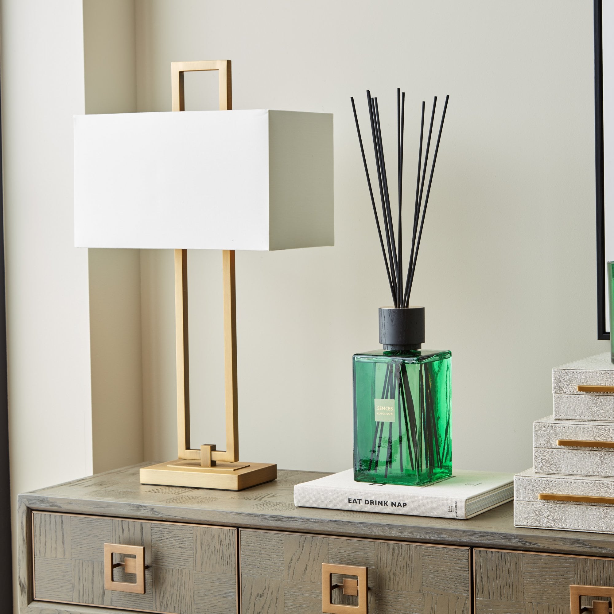 Danby Antique Brass & Opal Table Lamp by RV Astley
