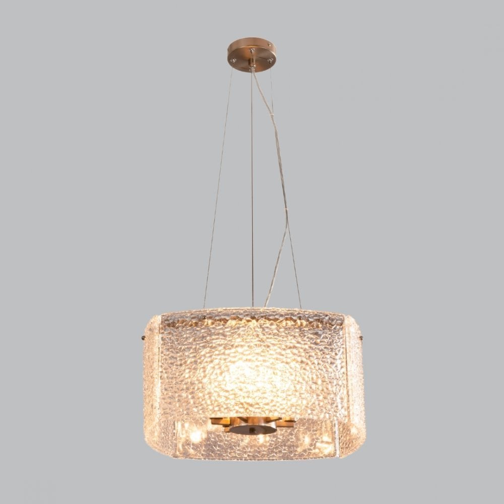 Sidley Muted Bronze & Textured Glass Pendant Light by RV Astley