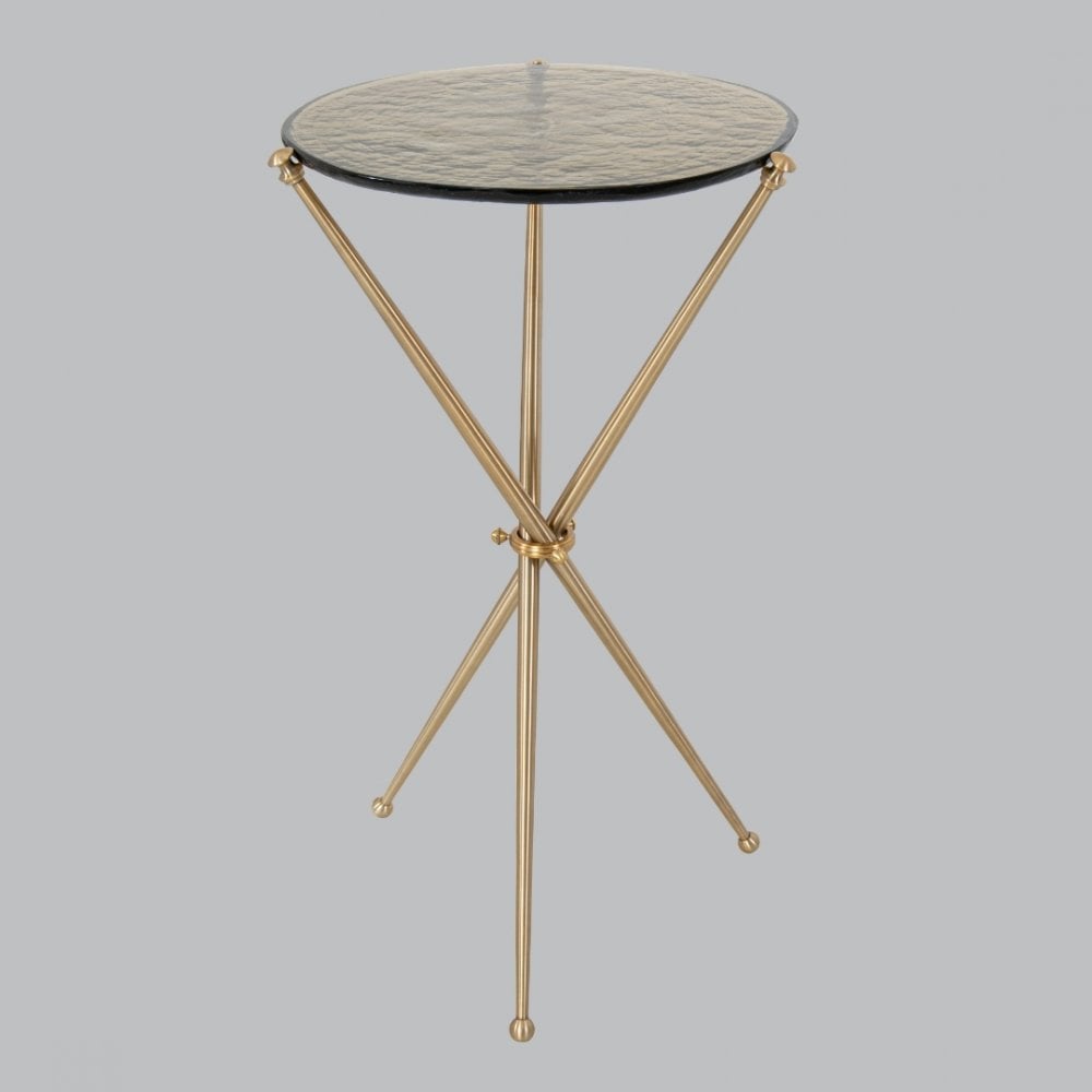 Xeon Tri Leg Brass & Glass Table by RV Astley