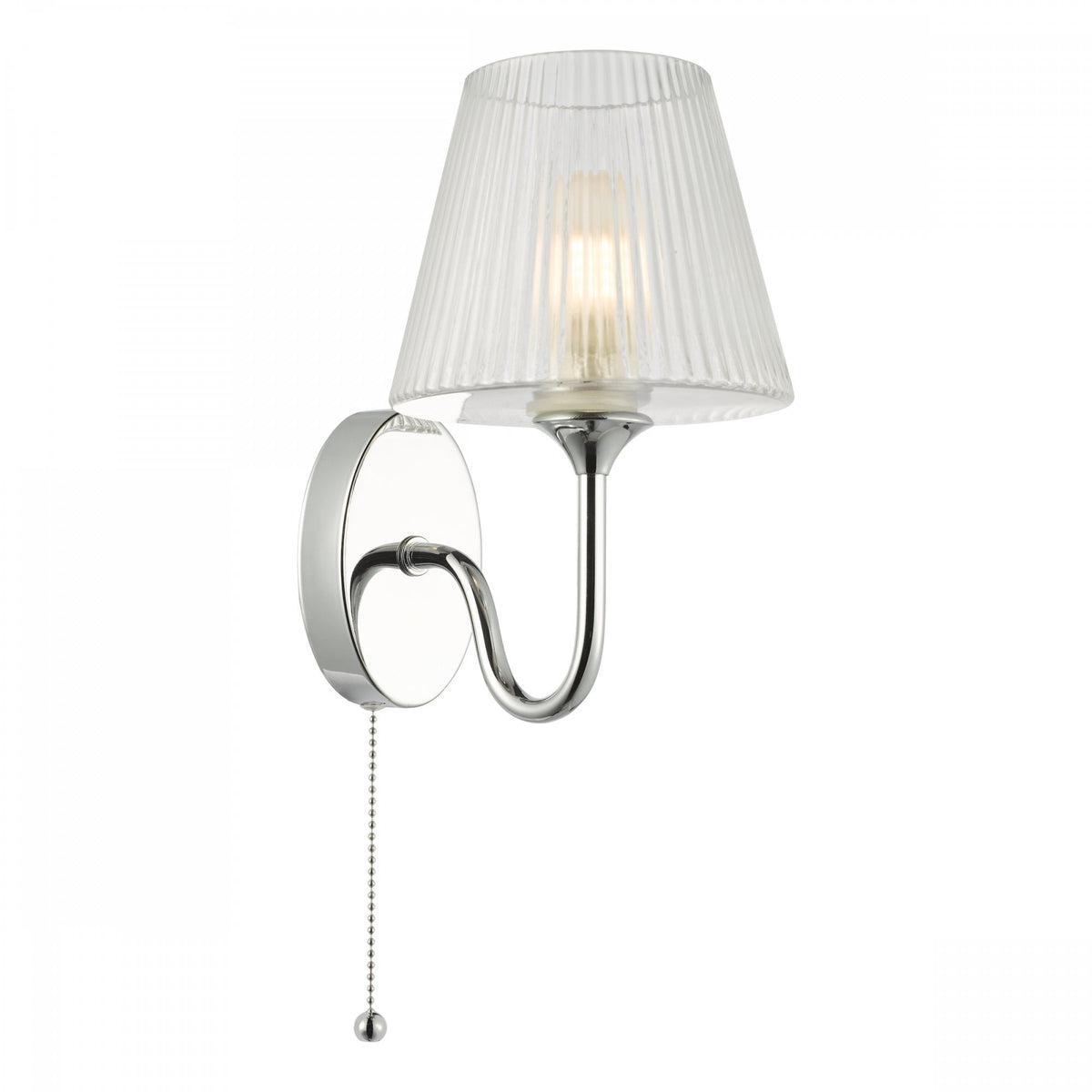 Rimaz Bathroom Wall Light Polished Chrome & Ribbed Glass Light Shade I ...