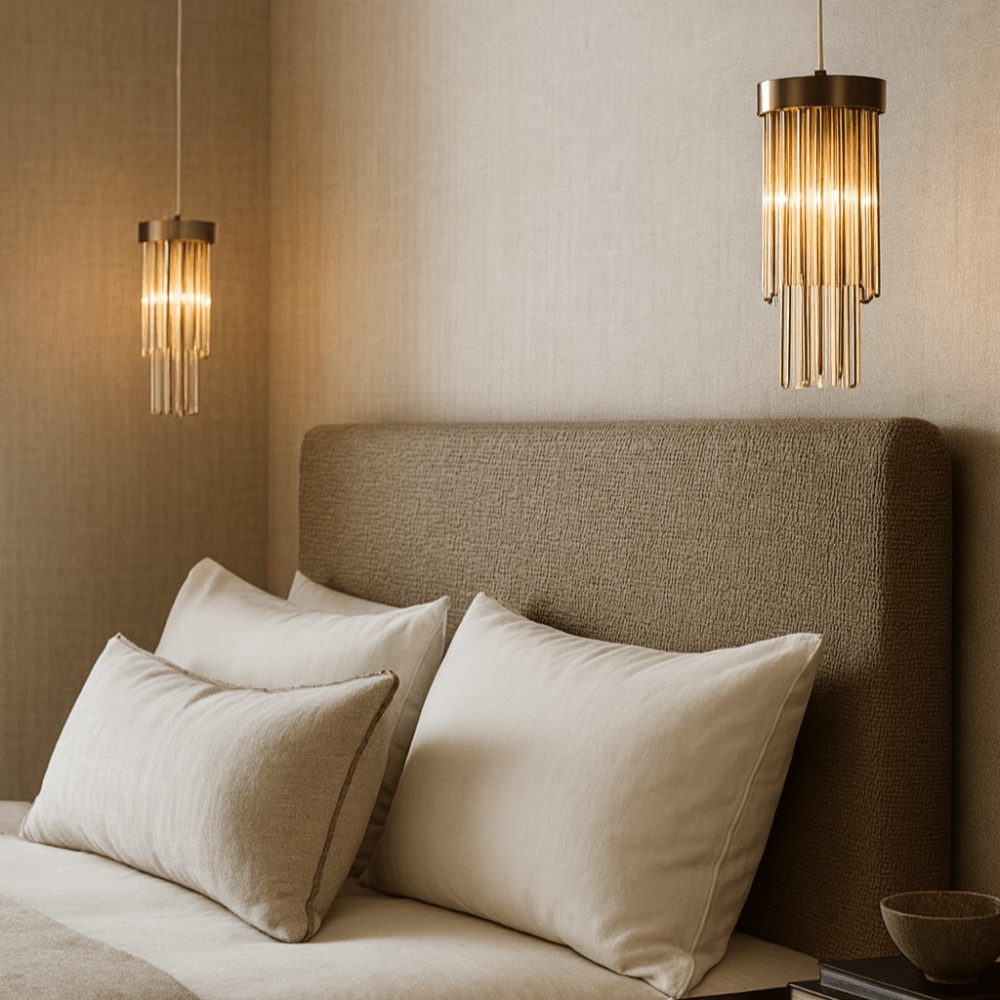 Nessa Antique Brass Pendant Light with Glass Shade by RV Astley