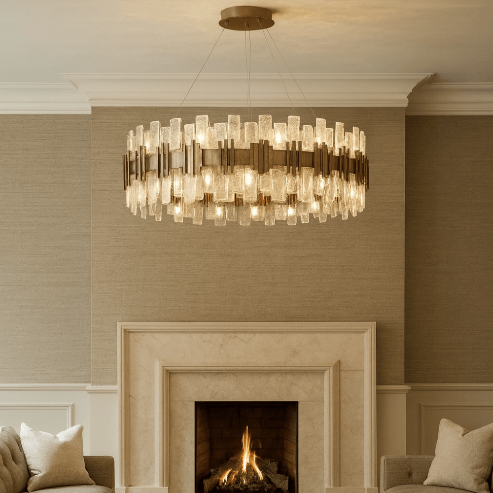 Saiph Painted Antique Gold Glass Pendant Light - 80cm by RV Astley