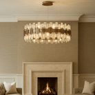 Saiph Painted Antique Gold Glass Pendant Light - 80cm by RV Astley