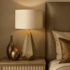 Agato Antique Brass & Soft Latte Table Lamp by RV Astley