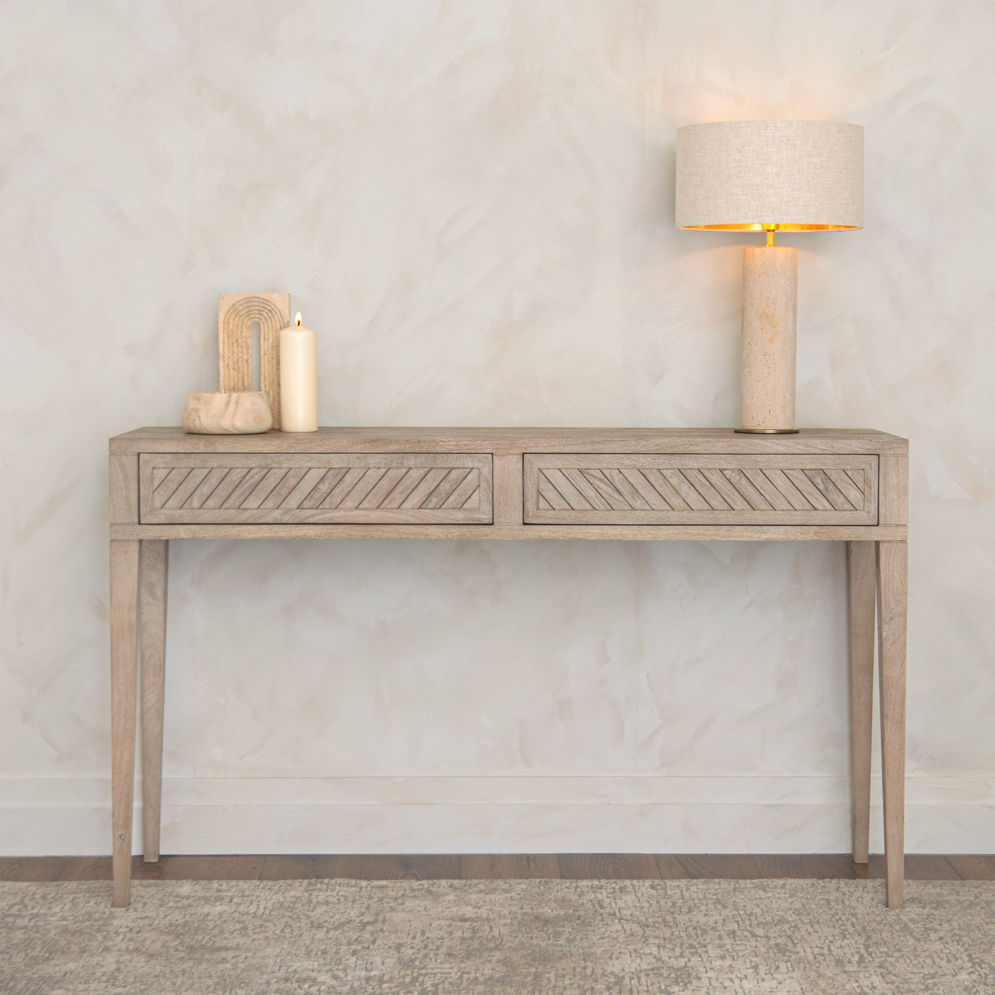 Croft Natural Stonewash Wood Console Table by RV Astley