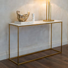 Faceby Brushed Gold & White Marble Console Table by RV Astley