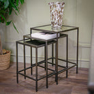 Totaro Bronze Nest of Tables with Glass Top Set of 3 by RV Astley