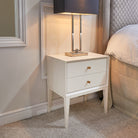 Celaine White Wood & Brass Side Table by RV Astley