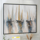 Sails Black, Gold, Silver, Blue & Neutral Canvas by RV Astley