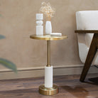 Erdre Gold & White Marble Side Table by RV Astley