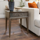 Jovani Wood & Bronze Ceramic Side Table by RV Astley
