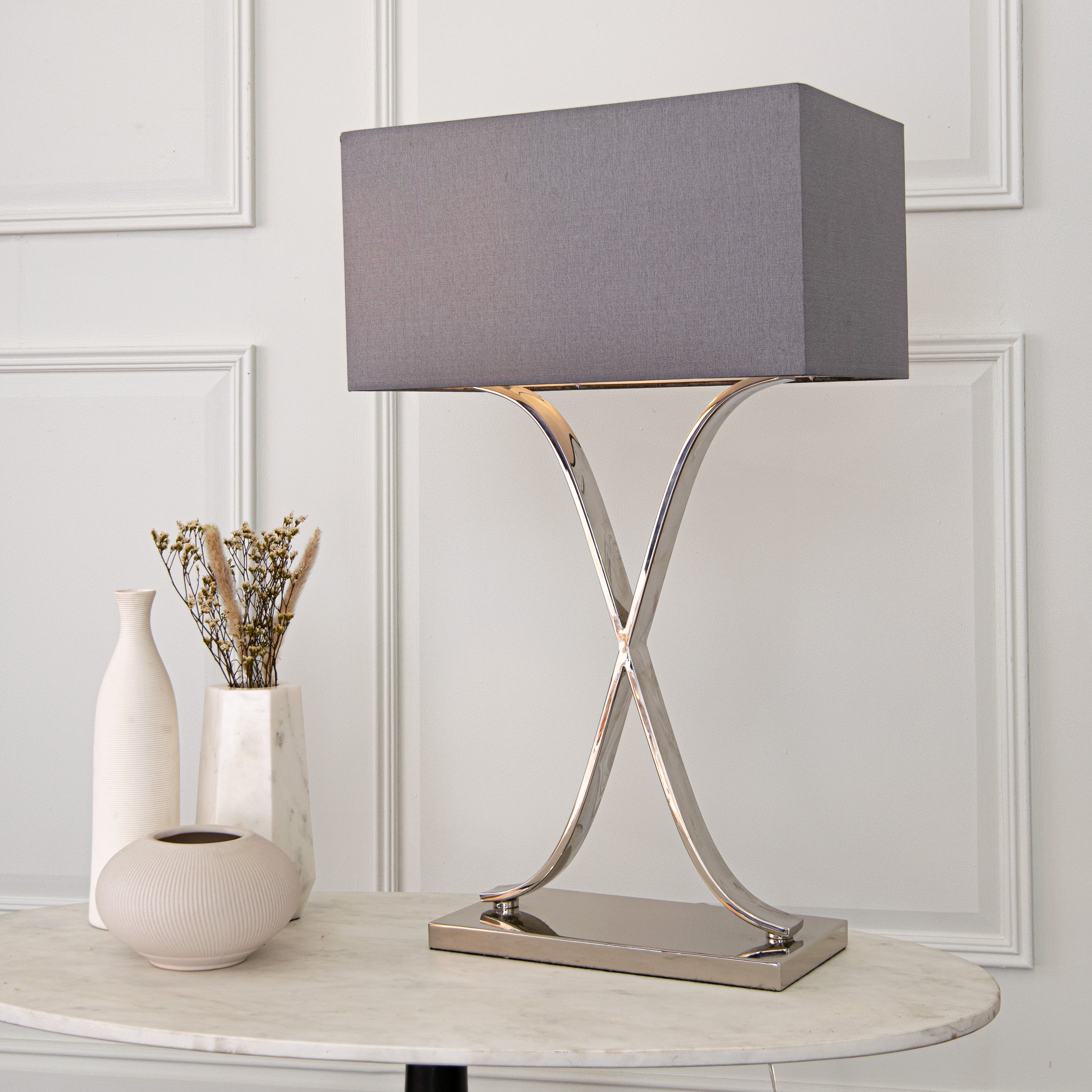 Byton Polished Nickel Tall Table Lamp by RV Astley
