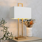 Danby Antique Brass & Opal Table Lamp by RV Astley