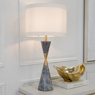 Caius Grey Marble & Antique Brass Table Lamp by RV Astley