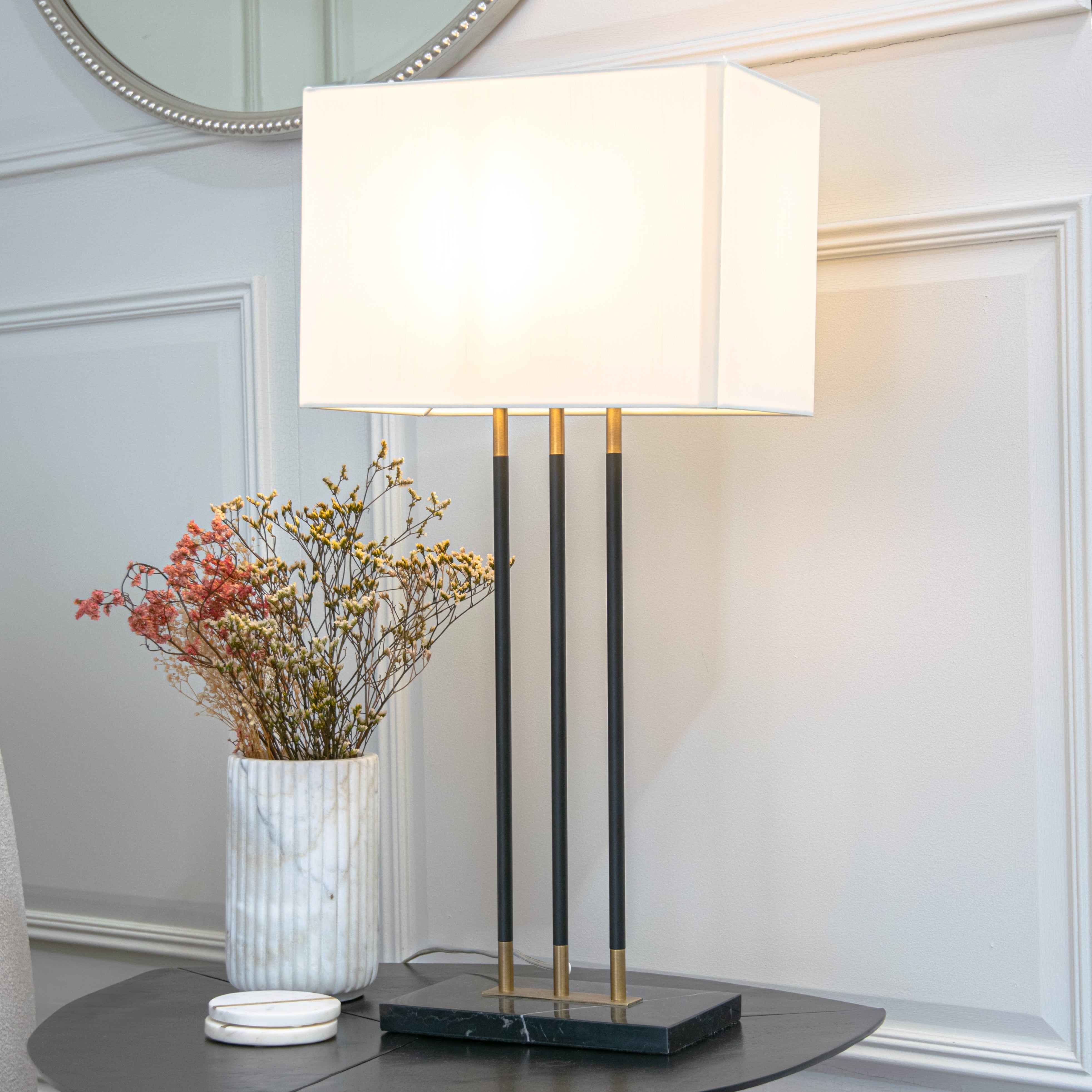Emma Antique Brass & Marble Table Lamp by RV Astley