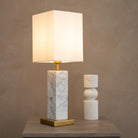 Micaela White Marble & Antique Brass Table Lamp by RV Astley